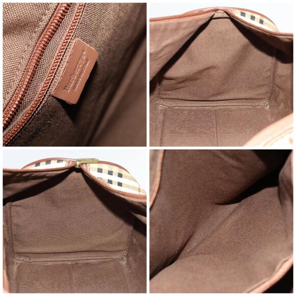 Burberrys Nova Check Boston Bag PVC Leather 2way Beige Gold Auth 131032 - Picture 13 of 14